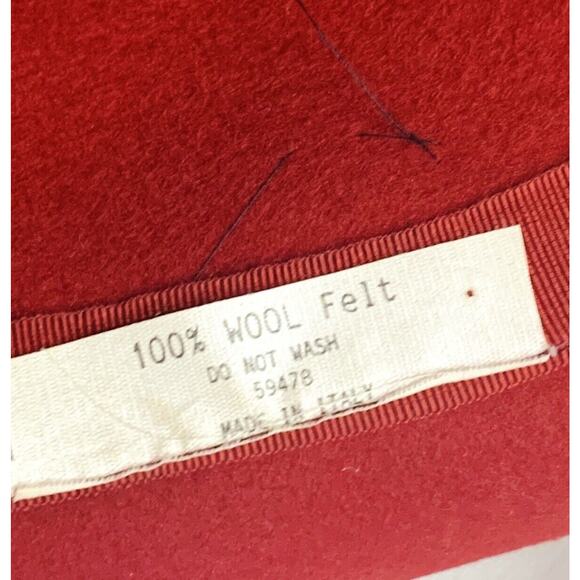 VTG Womens Dress Hat 100% Wool Felt Red Made In Italy Black Velvet Band - Picture 6 of 6